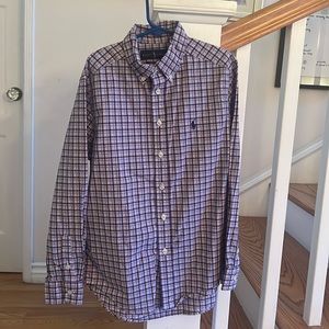 Ralph Lauren Plaid Cotton Poplin Button Down Shirt Boys Size Medium 8-10